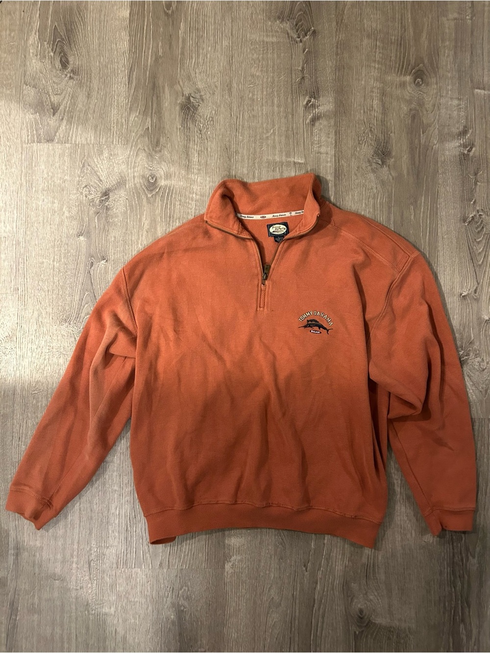 Tommy Bahama Orange Quarter-Zip Pullover Size L